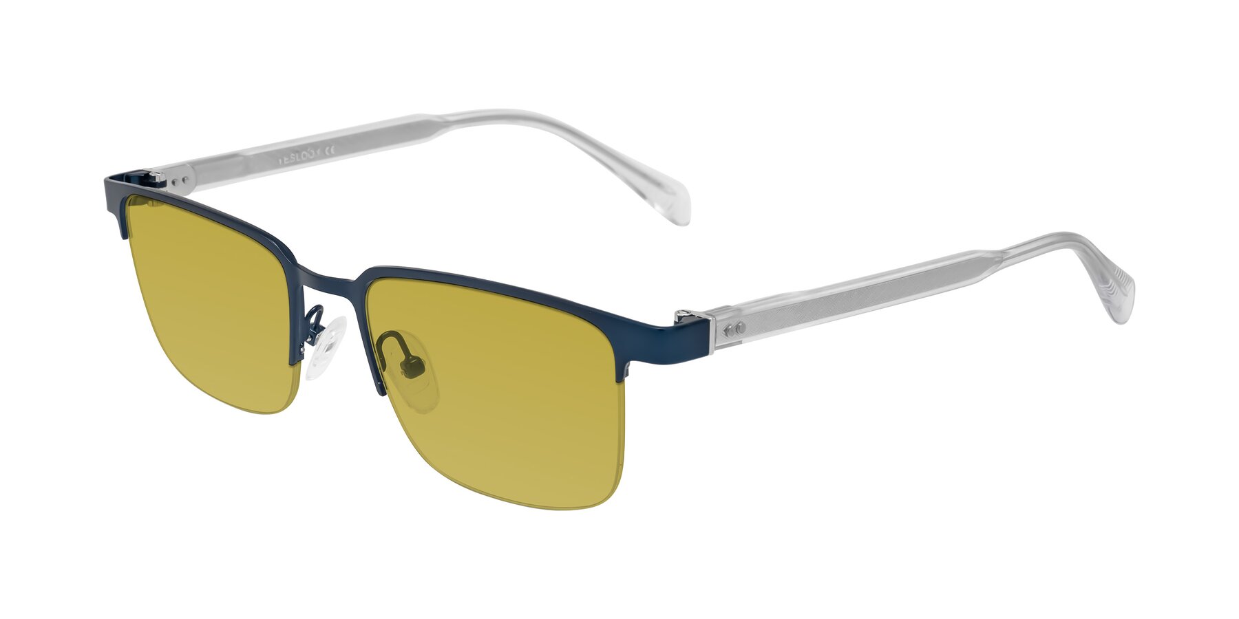 Angle of Tunt in Matte Blue with Champagne Tinted Lenses