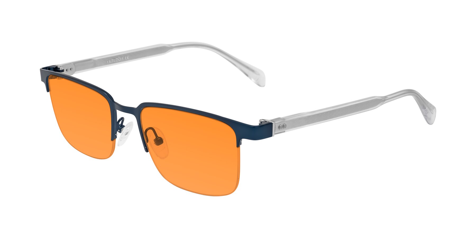 Angle of Tunt in Matte Blue with Orange Tinted Lenses