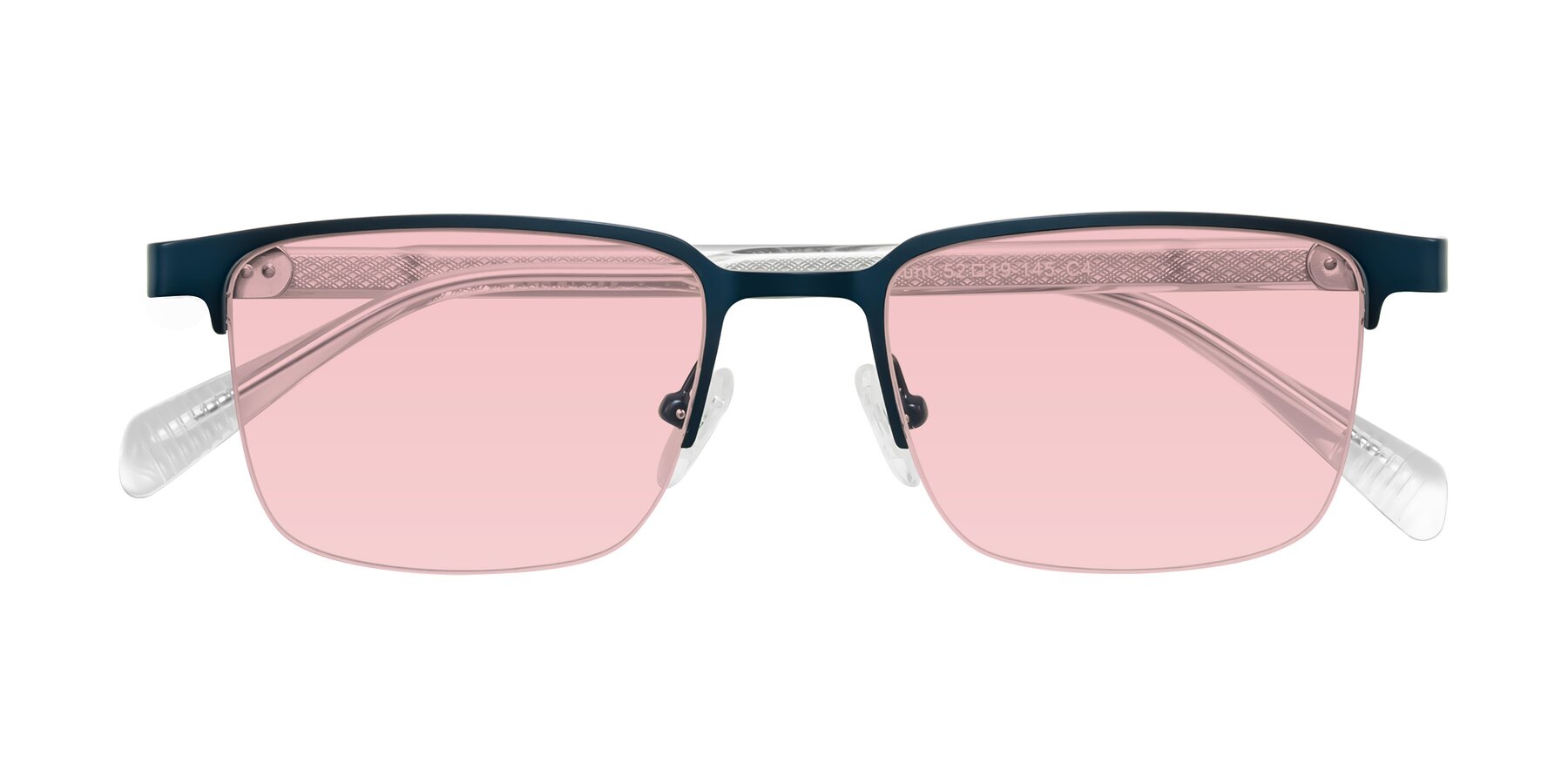 Folded Front of Tunt in Matte Blue with Light Garnet Tinted Lenses