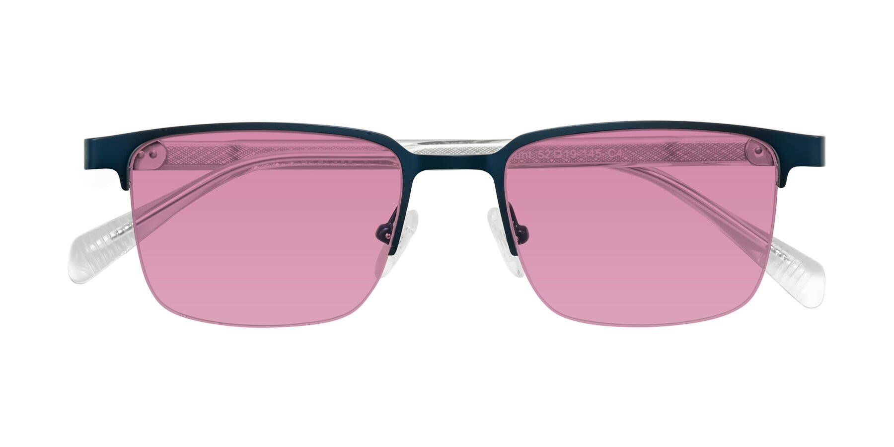 Folded Front of Tunt in Matte Blue with Medium Wine Tinted Lenses