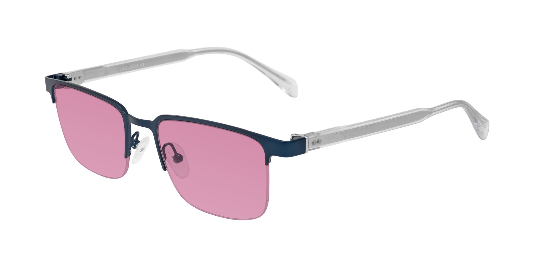 Angle of Tunt in Matte Blue with Medium Wine Tinted Lenses