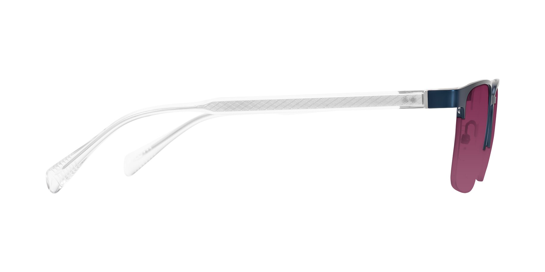 Side of Tunt in Matte Blue with Wine Tinted Lenses