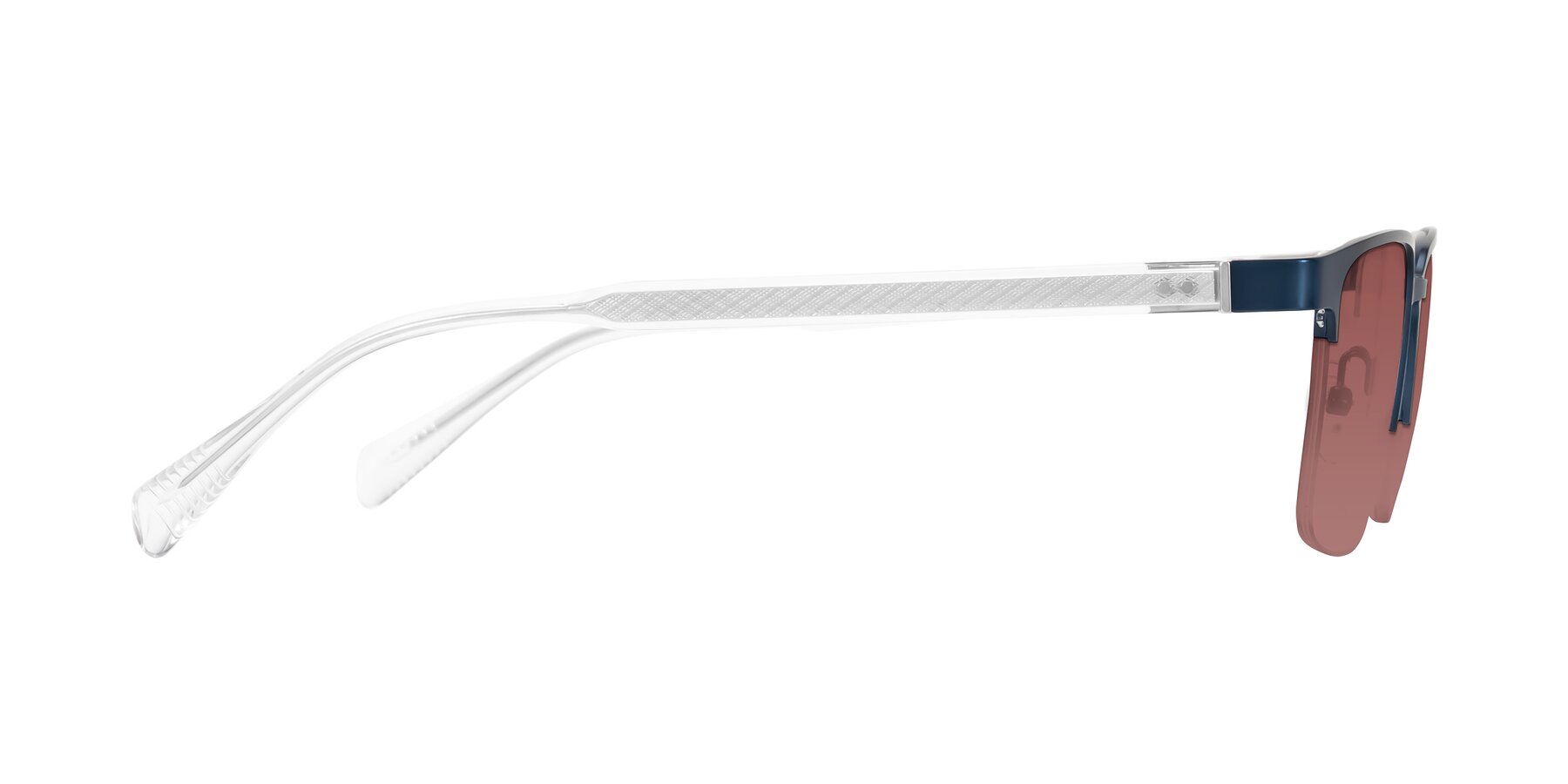 Side of Tunt in Matte Blue with Garnet Tinted Lenses