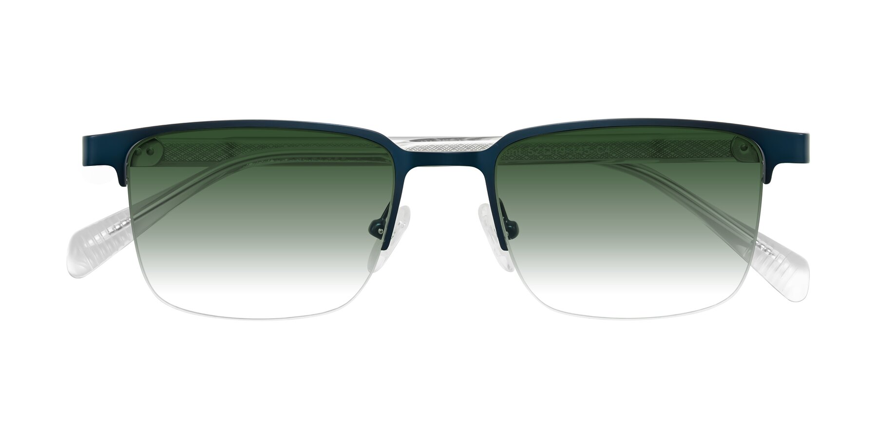 Folded Front of Tunt in Matte Blue with Green Gradient Lenses