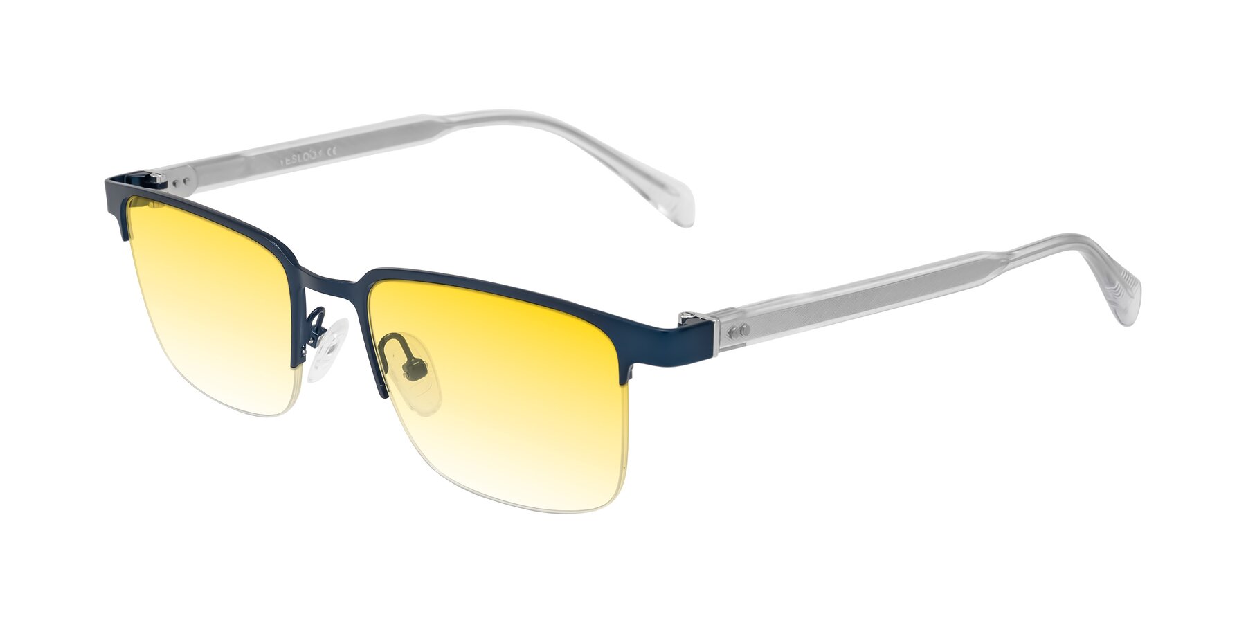 Angle of Tunt in Matte Blue with Yellow Gradient Lenses