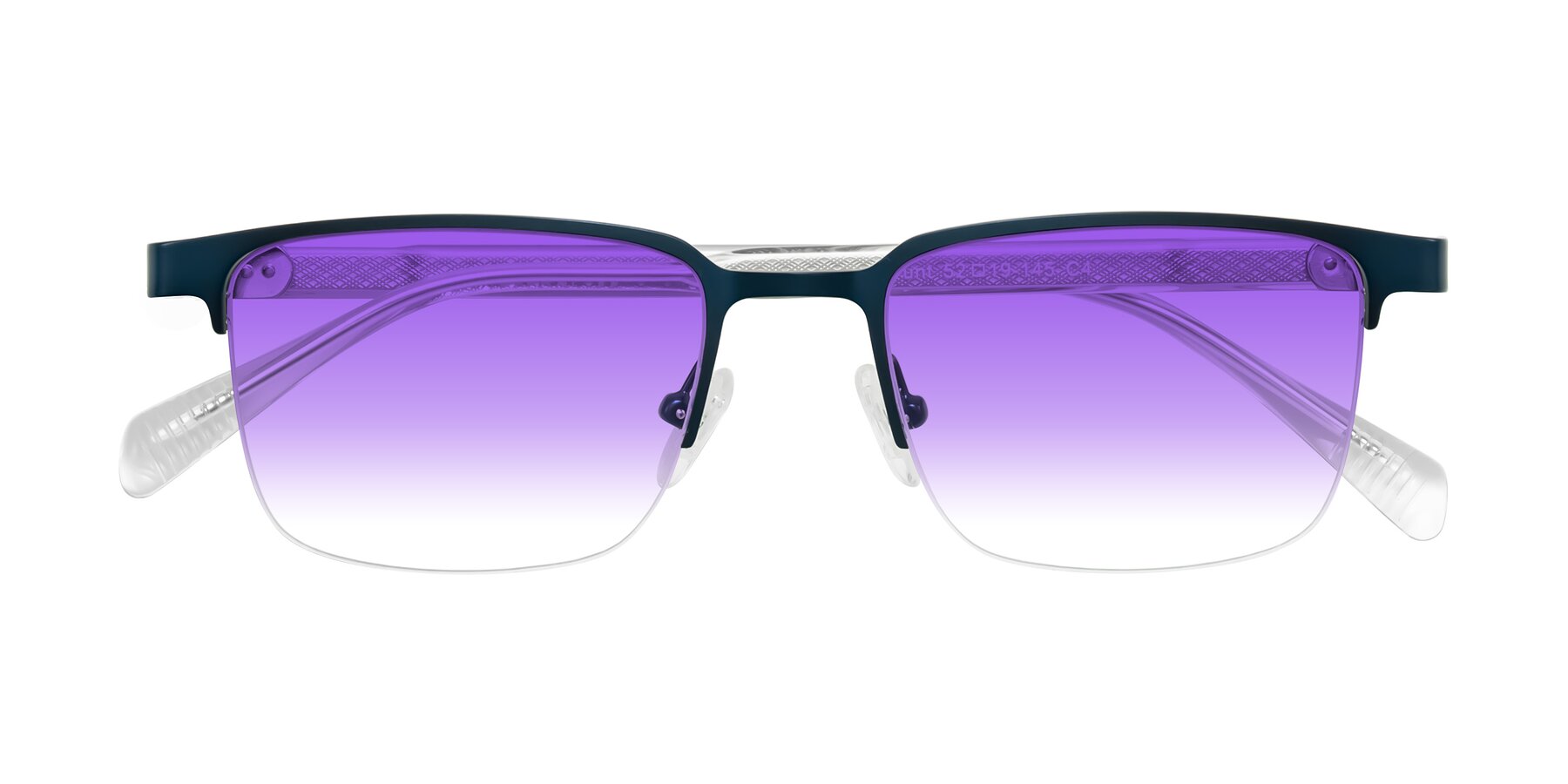 Folded Front of Tunt in Matte Blue with Purple Gradient Lenses