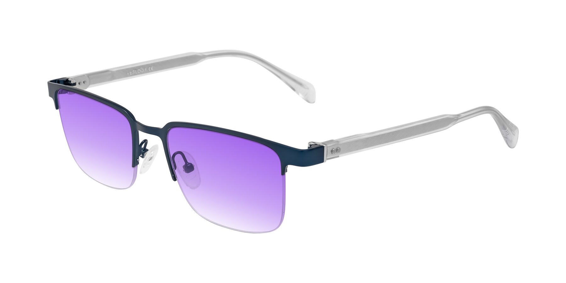Angle of Tunt in Matte Blue with Purple Gradient Lenses