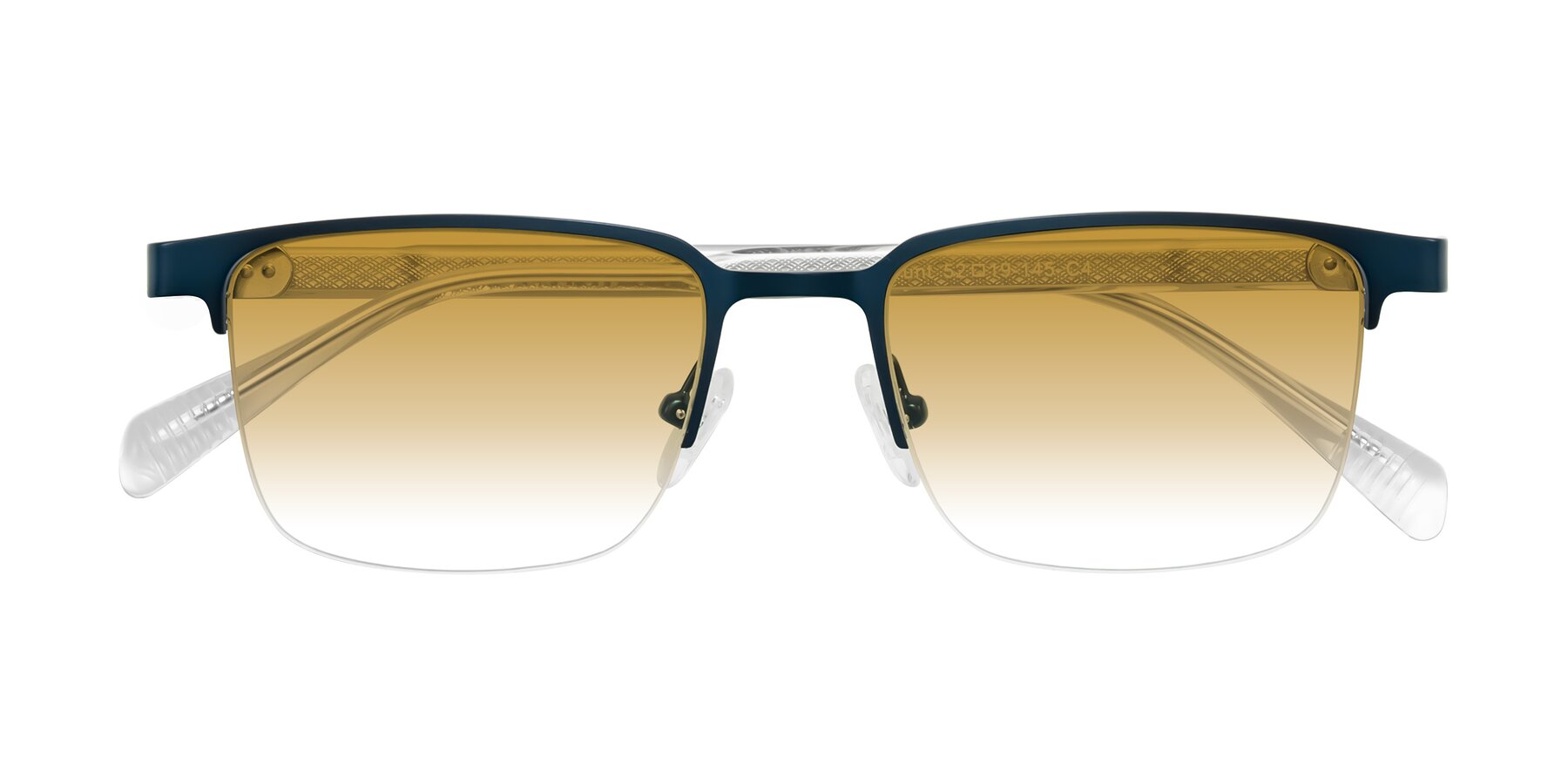 Folded Front of Tunt in Matte Blue with Champagne Gradient Lenses