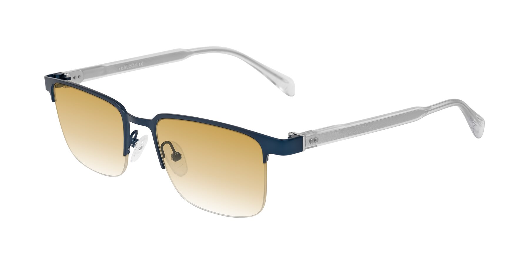 Angle of Tunt in Matte Blue with Champagne Gradient Lenses
