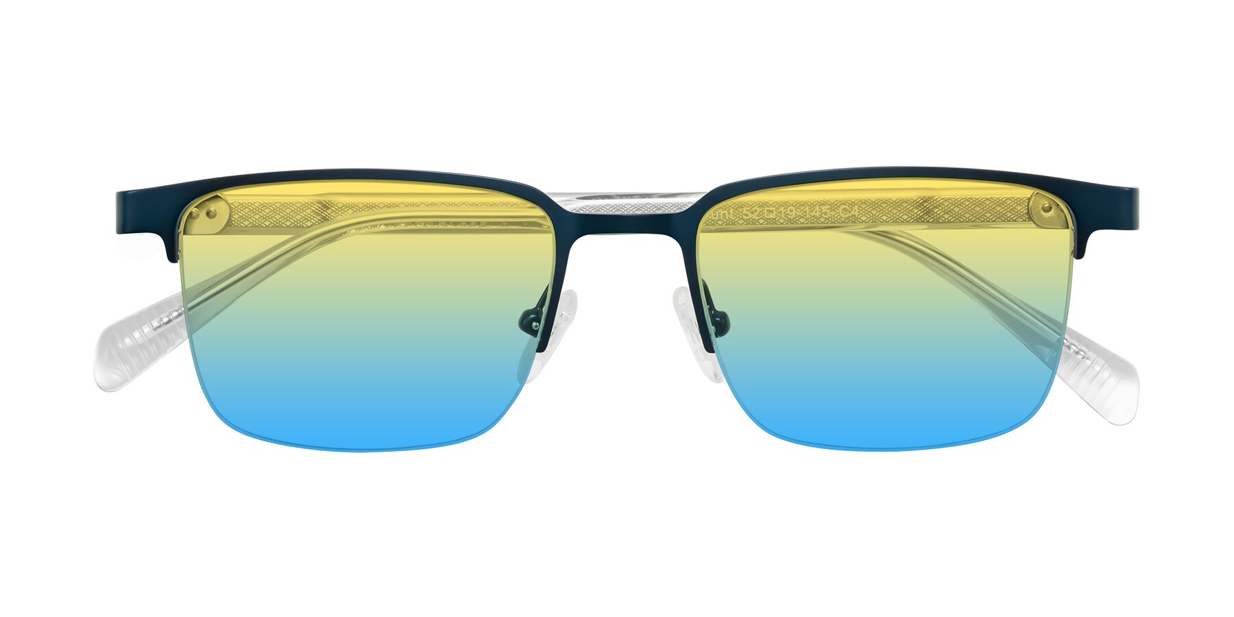Folded Front of Tunt in Matte Blue with Yellow / Blue Gradient Lenses