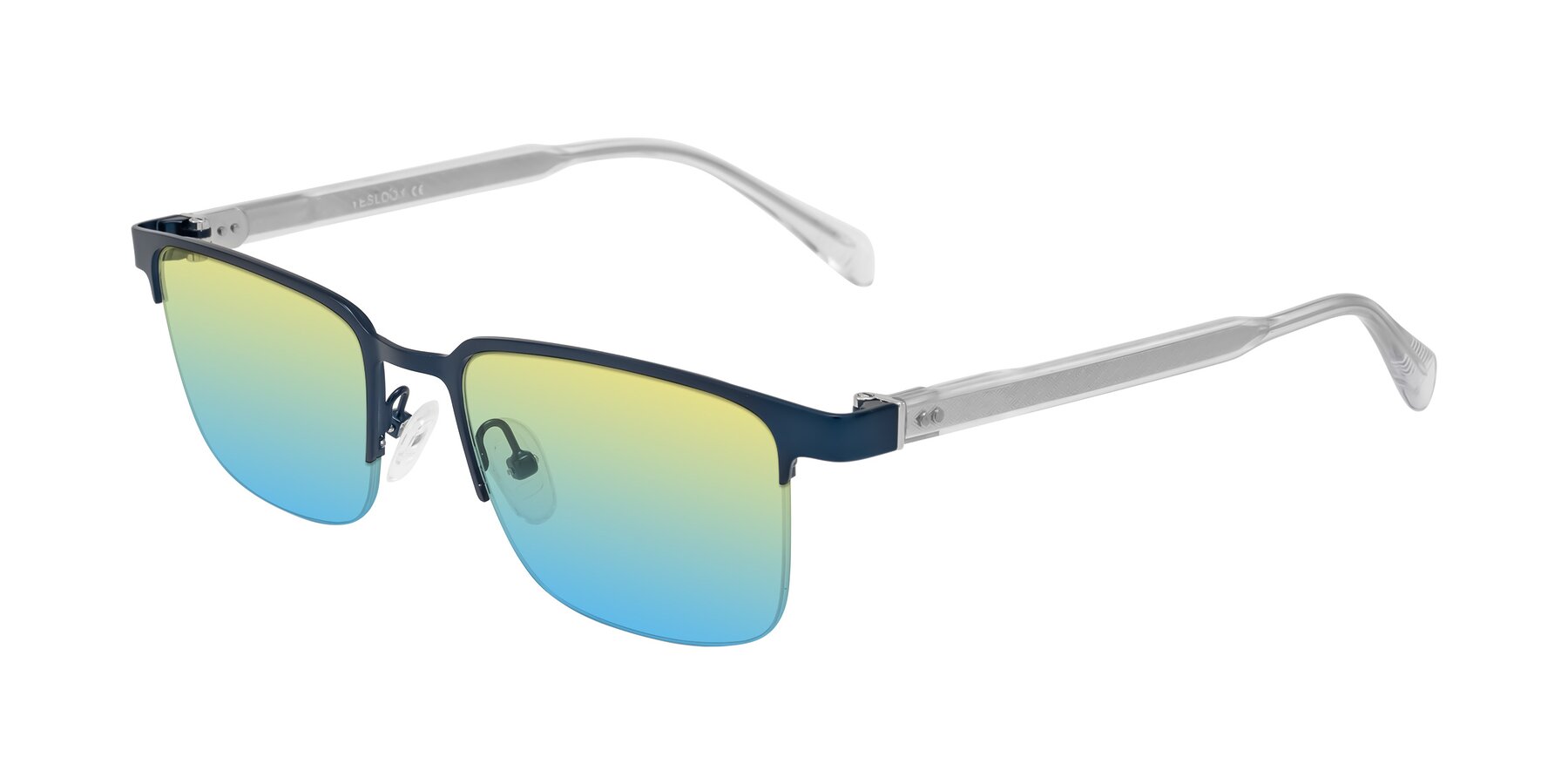 Angle of Tunt in Matte Blue with Yellow / Blue Gradient Lenses