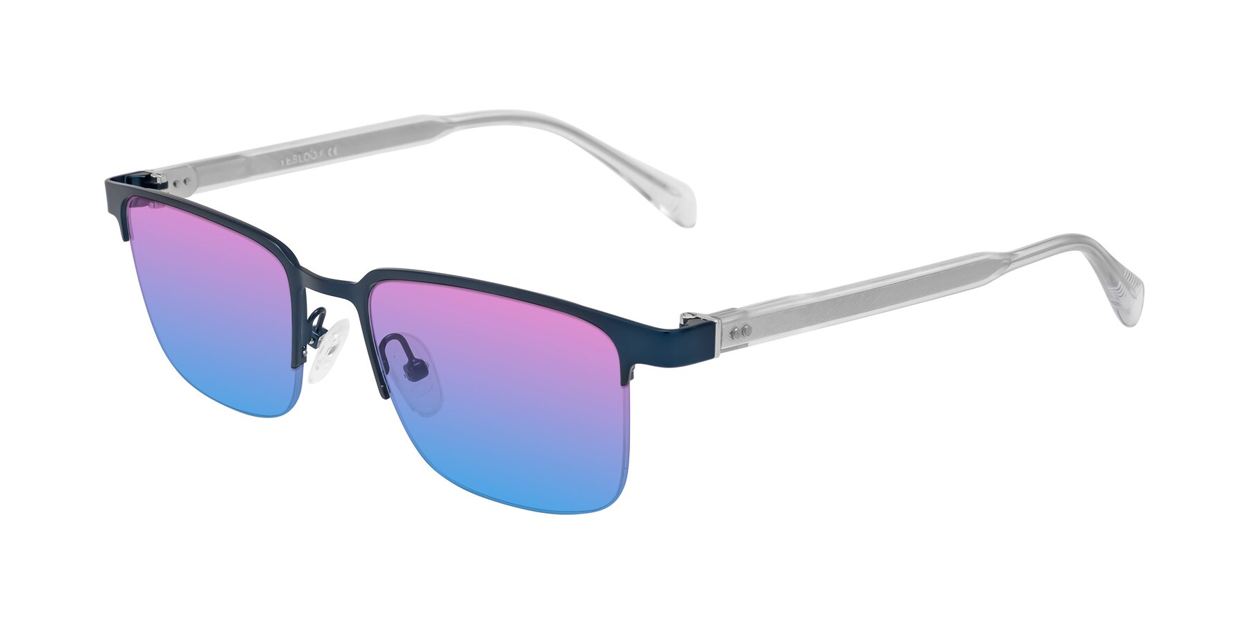 Angle of Tunt in Matte Blue with Pink / Blue Gradient Lenses