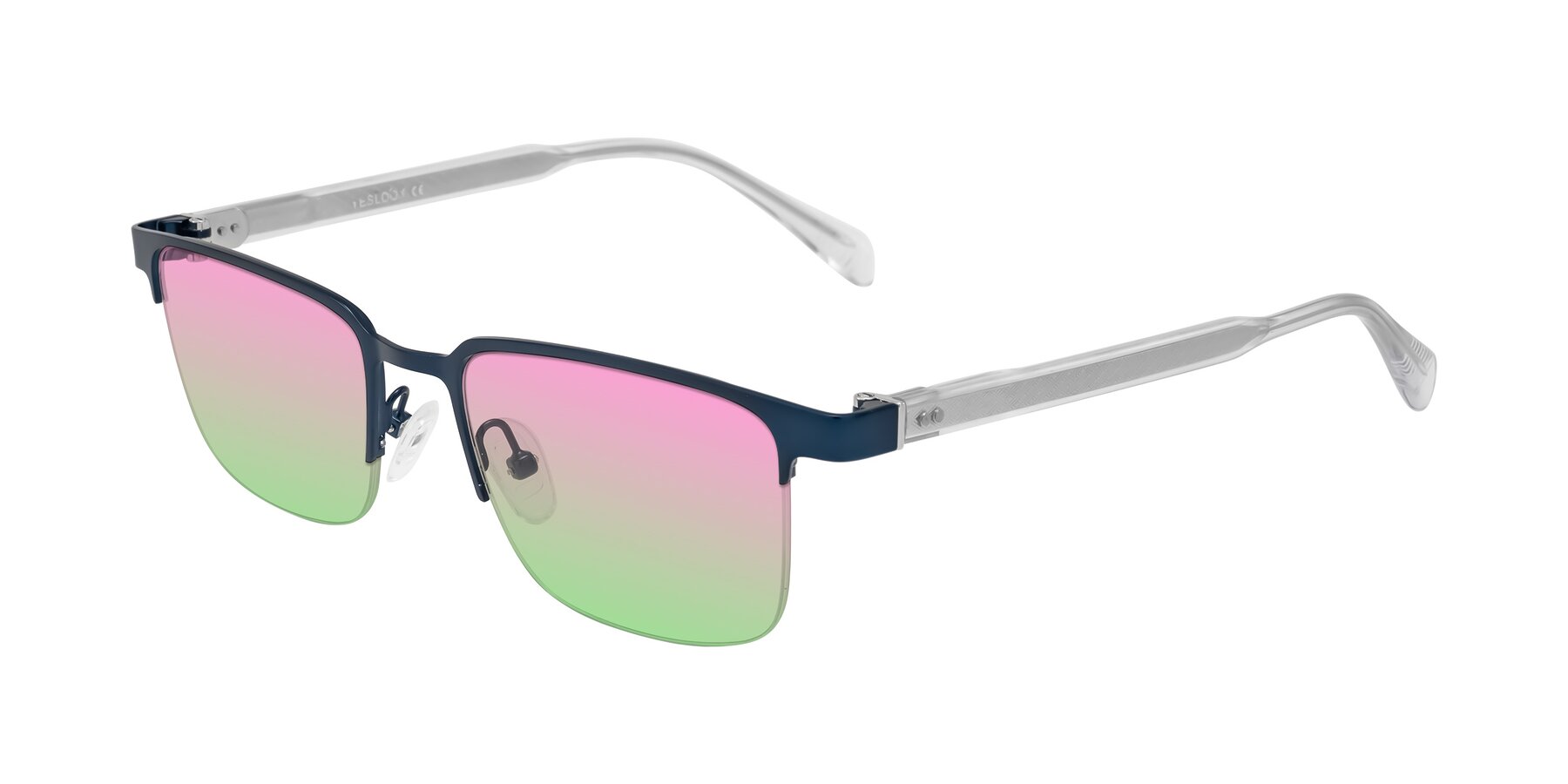 Angle of Tunt in Matte Blue with Pink / Green Gradient Lenses