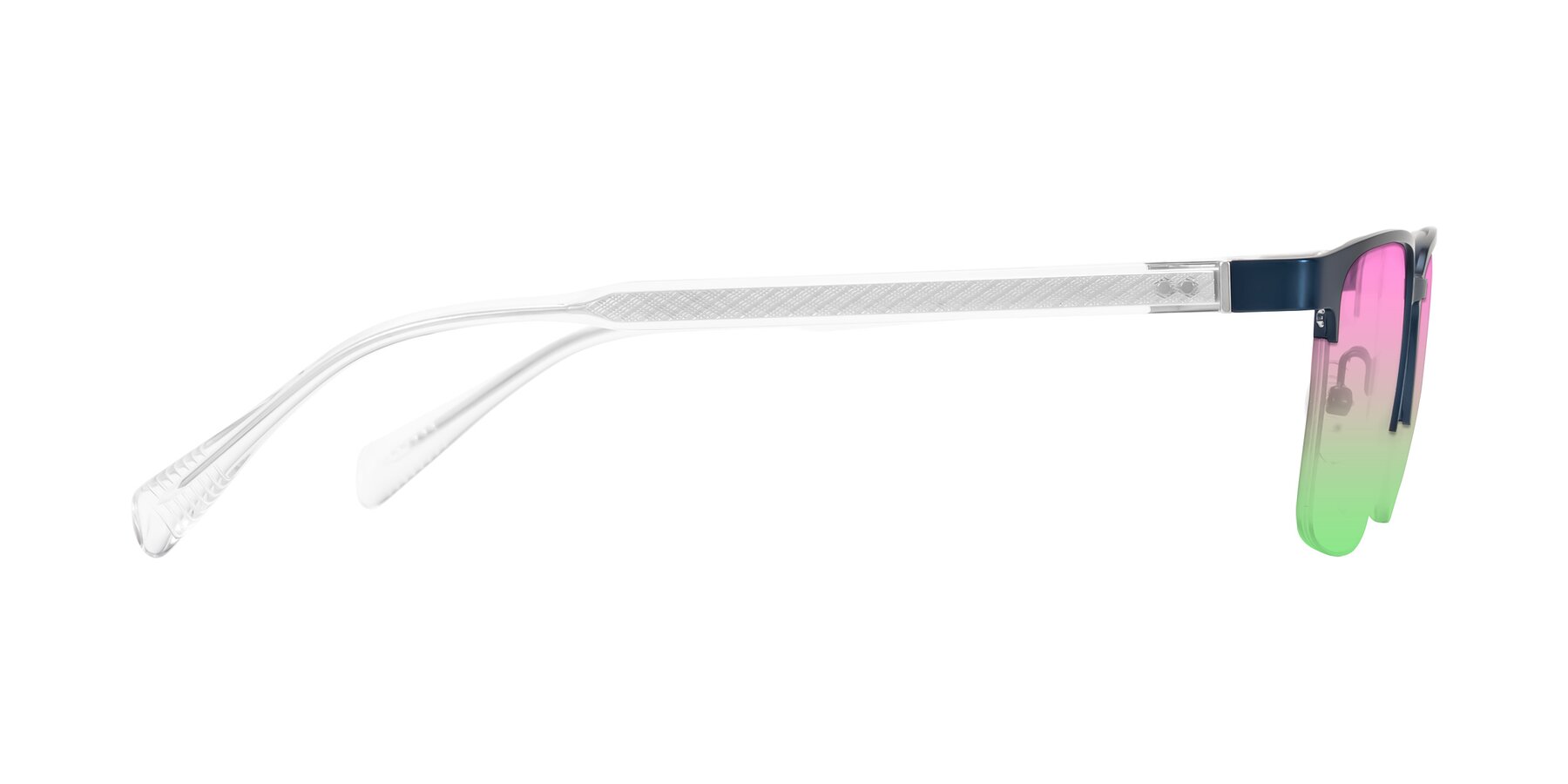 Side of Tunt in Matte Blue with Pink / Green Gradient Lenses