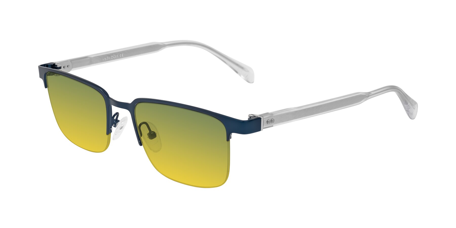 Angle of Tunt in Matte Blue with Green / Yellow Gradient Lenses