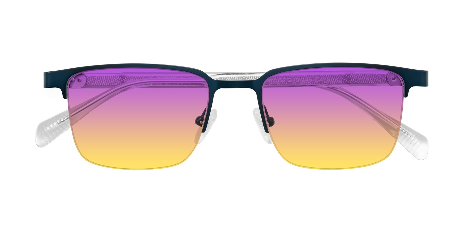 Folded Front of Tunt in Matte Blue with Purple / Yellow Gradient Lenses