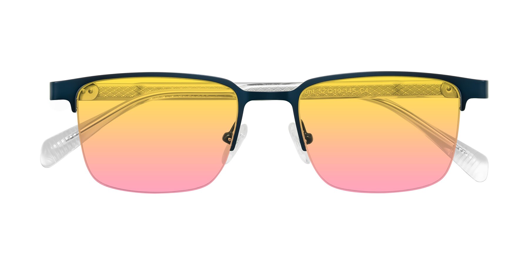 Folded Front of Tunt in Matte Blue with Yellow / Pink Gradient Lenses