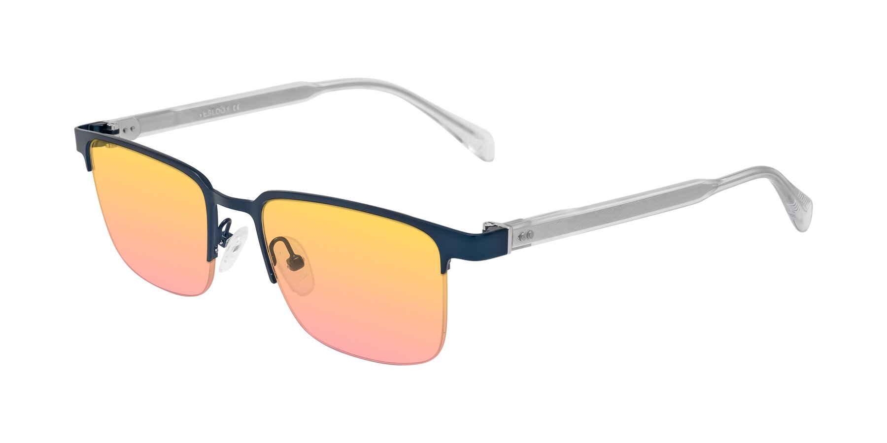 Angle of Tunt in Matte Blue with Yellow / Pink Gradient Lenses