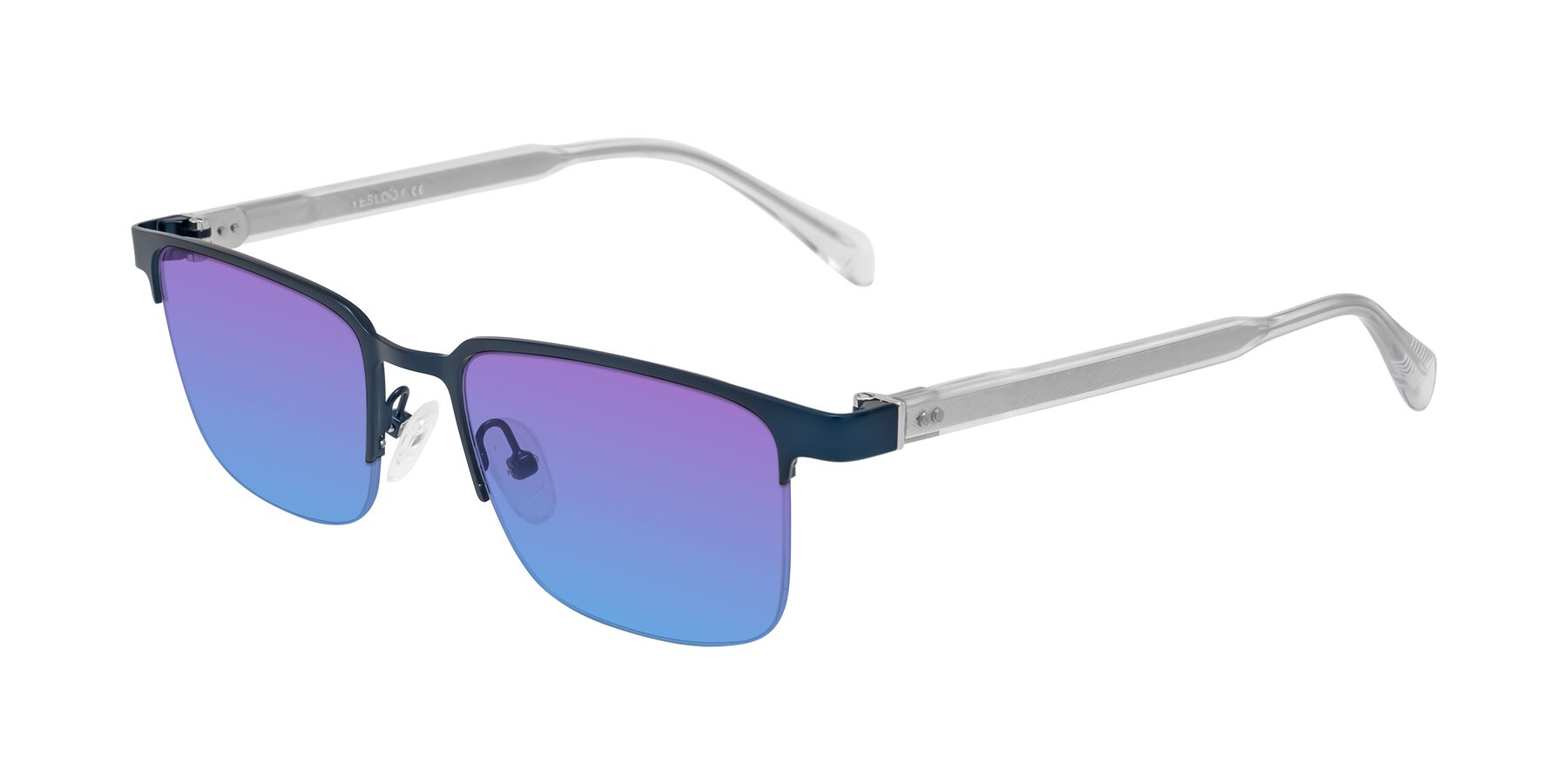 Angle of Tunt in Matte Blue with Purple / Blue Gradient Lenses