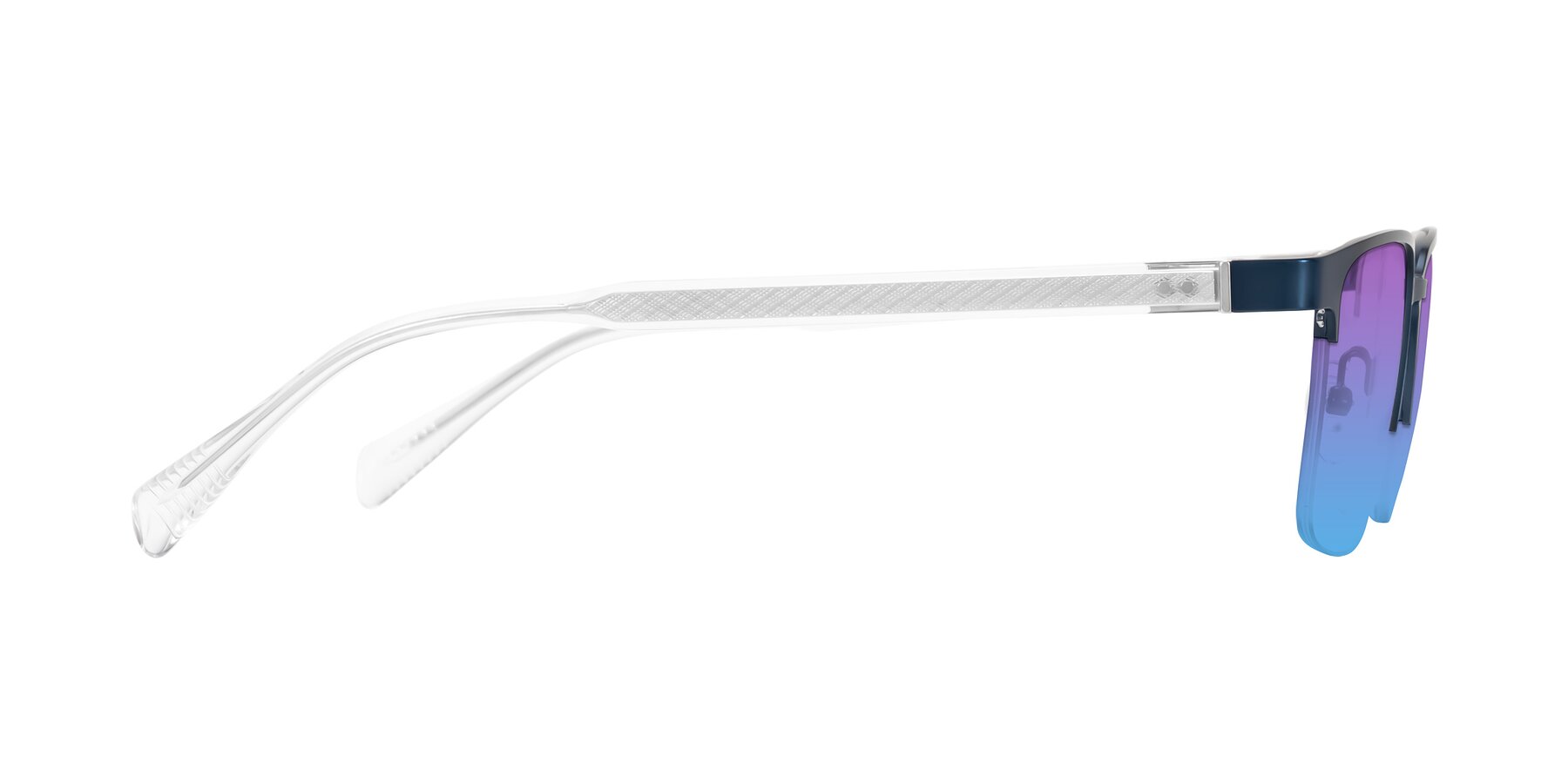 Side of Tunt in Matte Blue with Purple / Blue Gradient Lenses