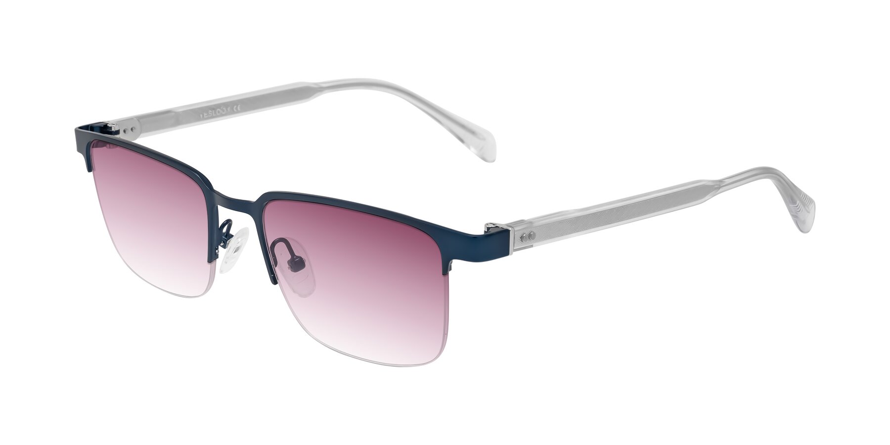 Angle of Tunt in Matte Blue with Wine Gradient Lenses