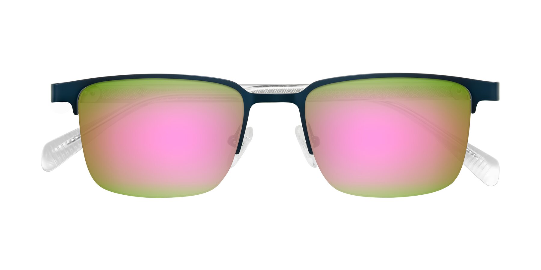 Folded Front of Tunt in Matte Blue with Pink Mirrored Lenses