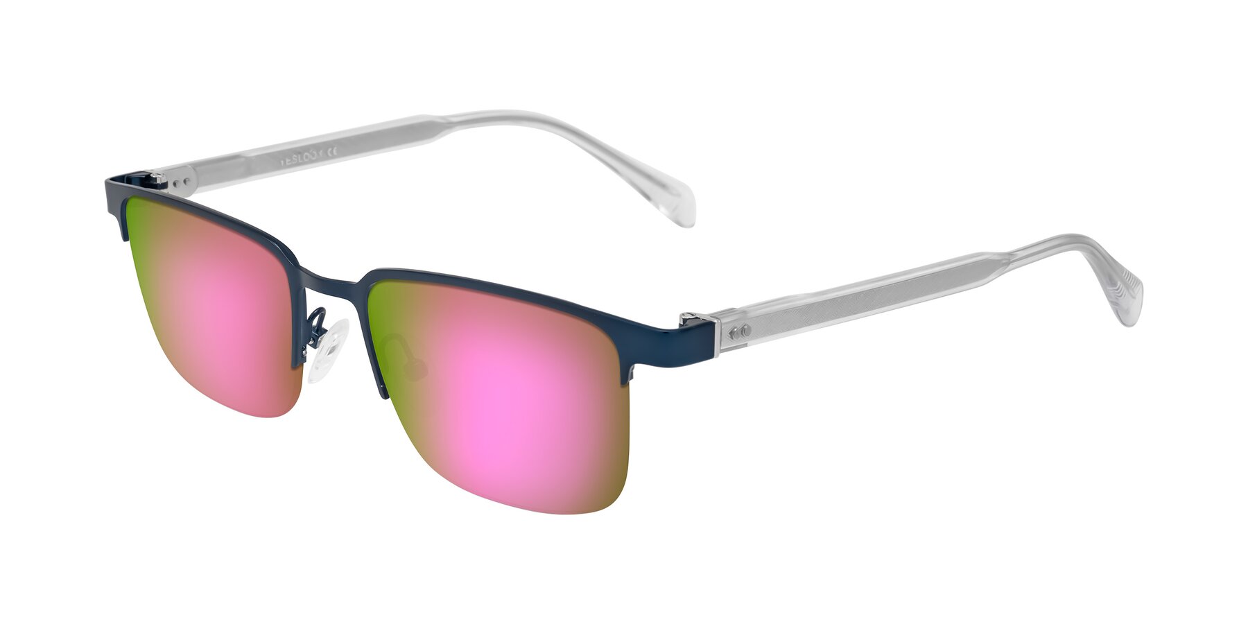 Angle of Tunt in Matte Blue with Pink Mirrored Lenses