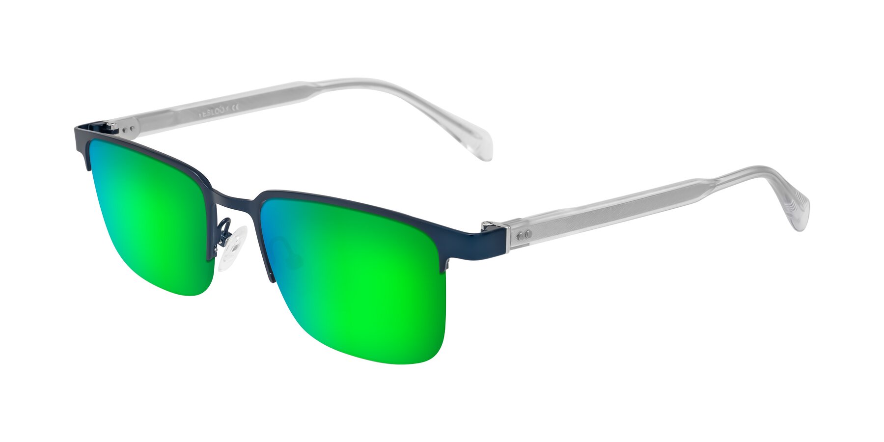 Angle of Tunt in Matte Blue with Green Mirrored Lenses