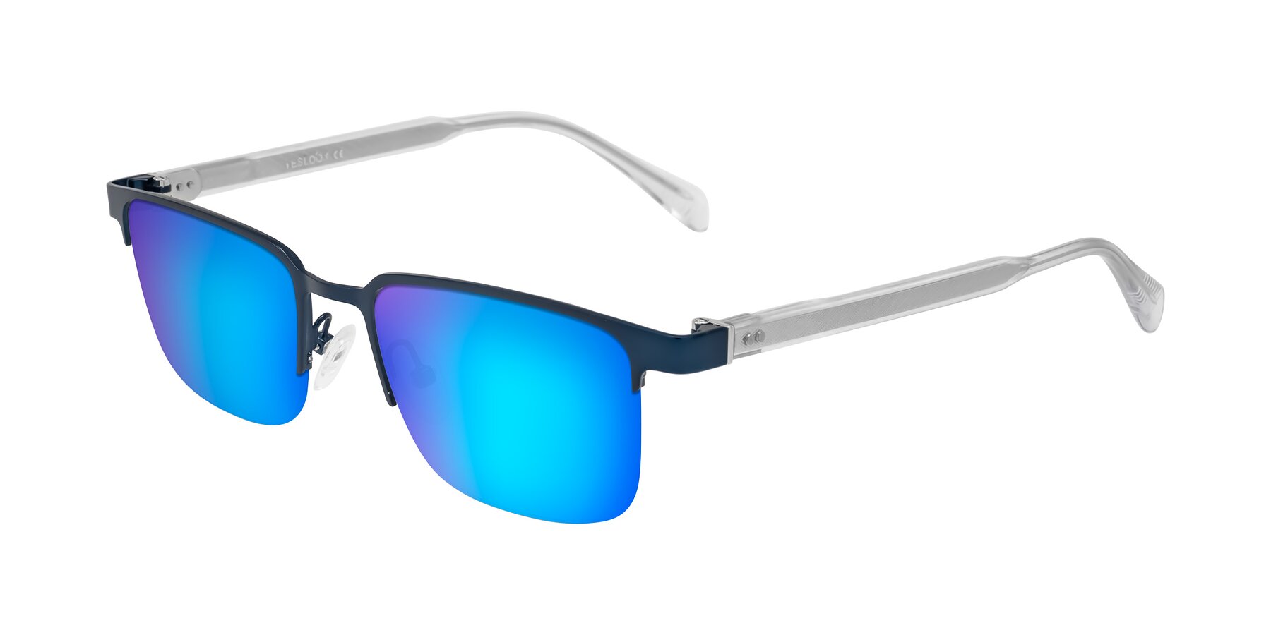 Angle of Tunt in Matte Blue with Blue Mirrored Lenses