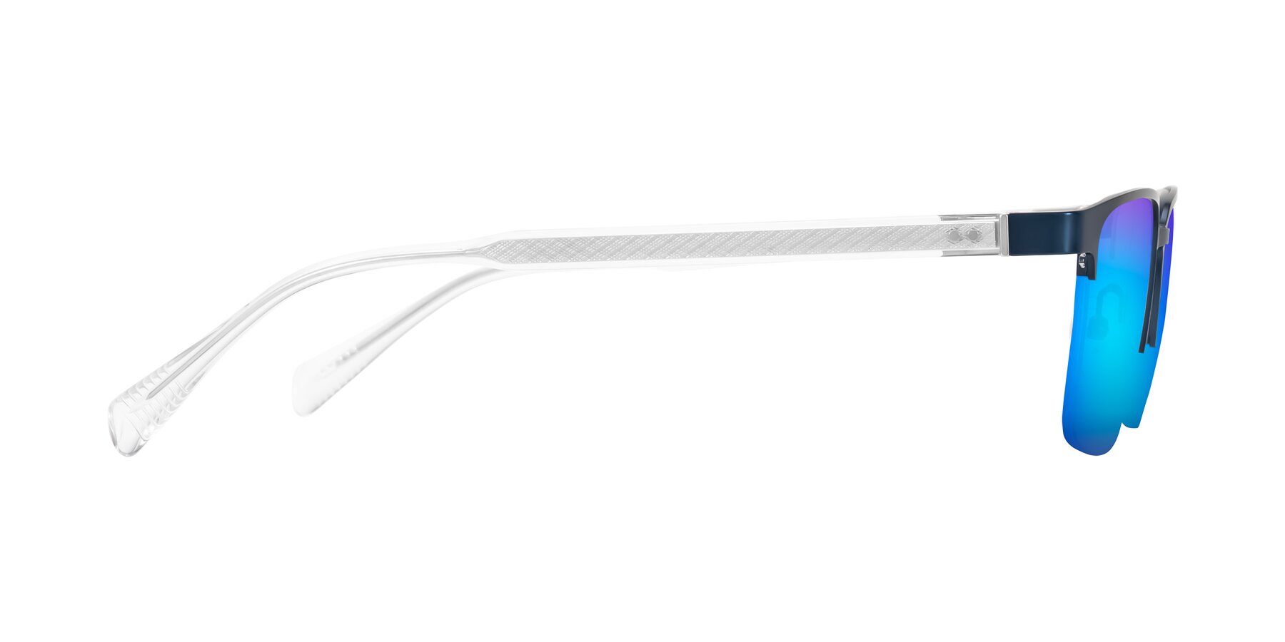 Side of Tunt in Matte Blue with Blue Mirrored Lenses