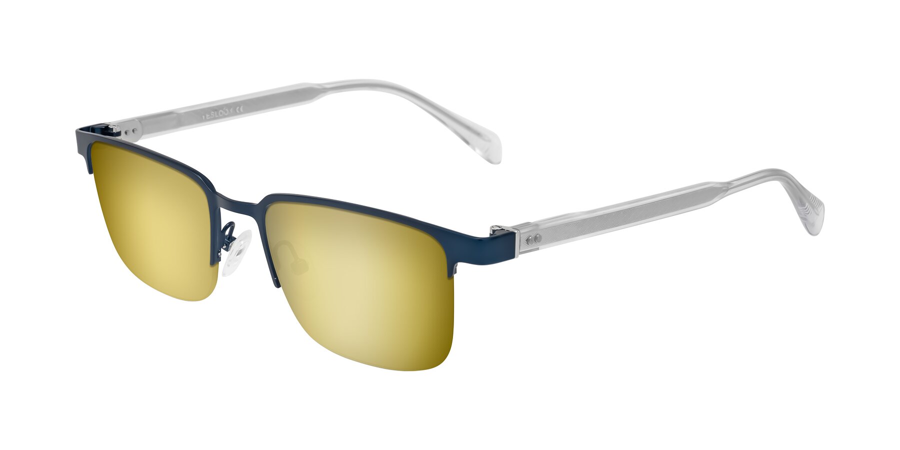 Angle of Tunt in Matte Blue with Gold Mirrored Lenses