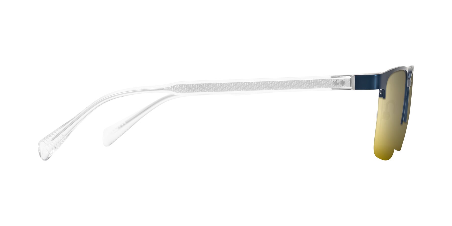 Side of Tunt in Matte Blue with Gold Mirrored Lenses