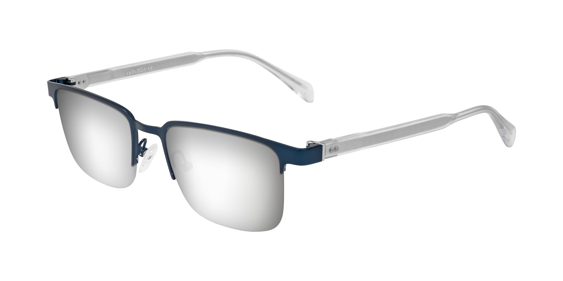 Angle of Tunt in Matte Blue with Silver Mirrored Lenses