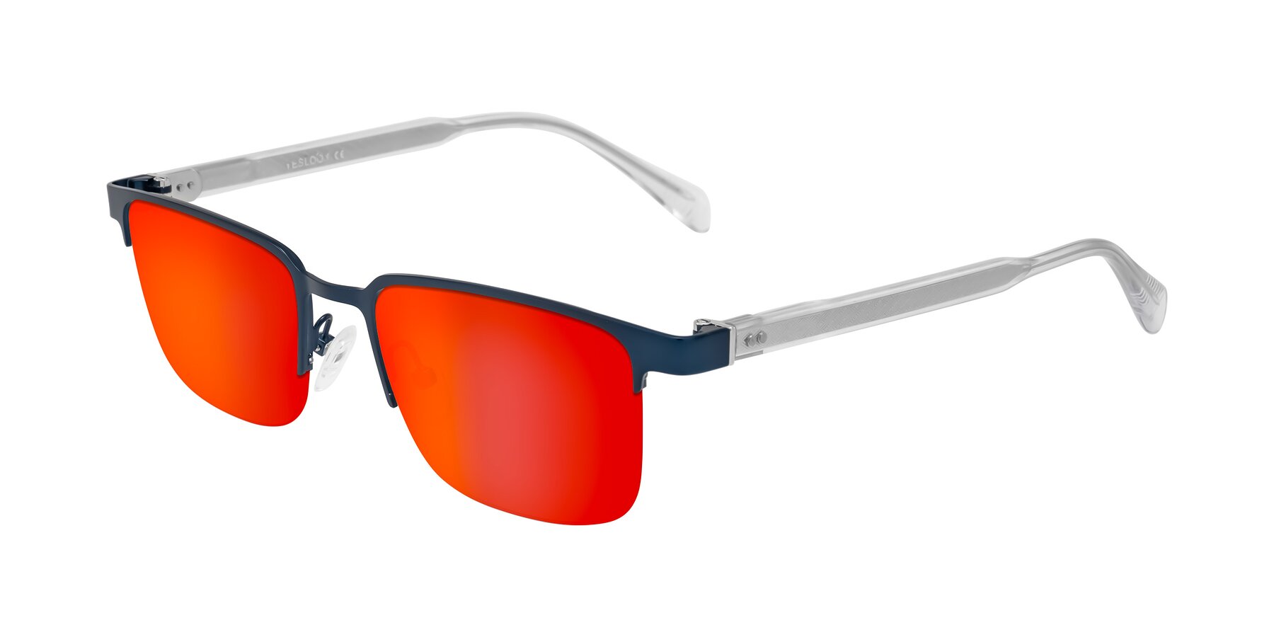 Angle of Tunt in Matte Blue with Red Gold Mirrored Lenses