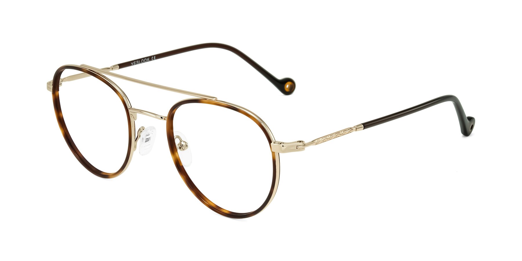 Angle of Biko in Tortoise/Gold with Clear Reading Eyeglass Lenses