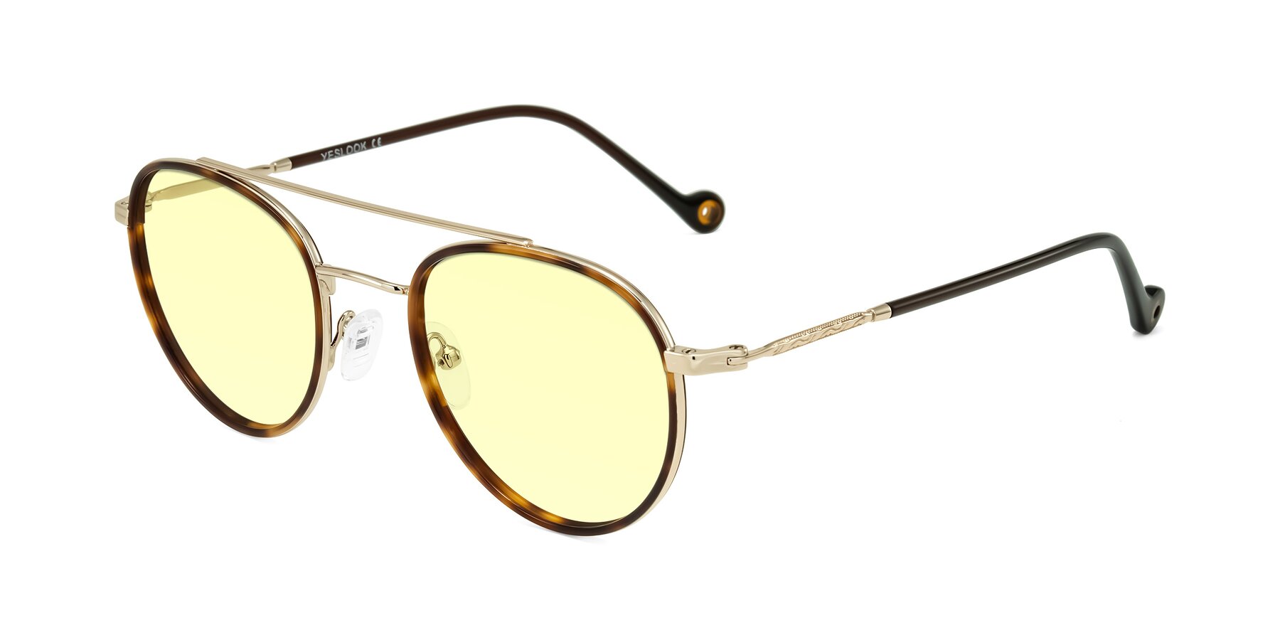 Angle of Biko in Tortoise/Gold with Light Yellow Tinted Lenses