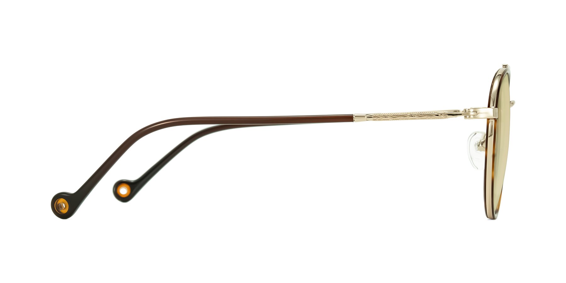 Side of Biko in Tortoise/Gold with Light Champagne Tinted Lenses