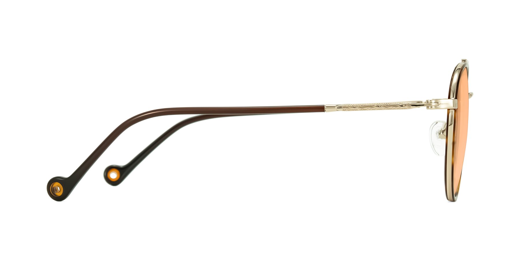 Side of Biko in Tortoise/Gold with Light Orange Tinted Lenses