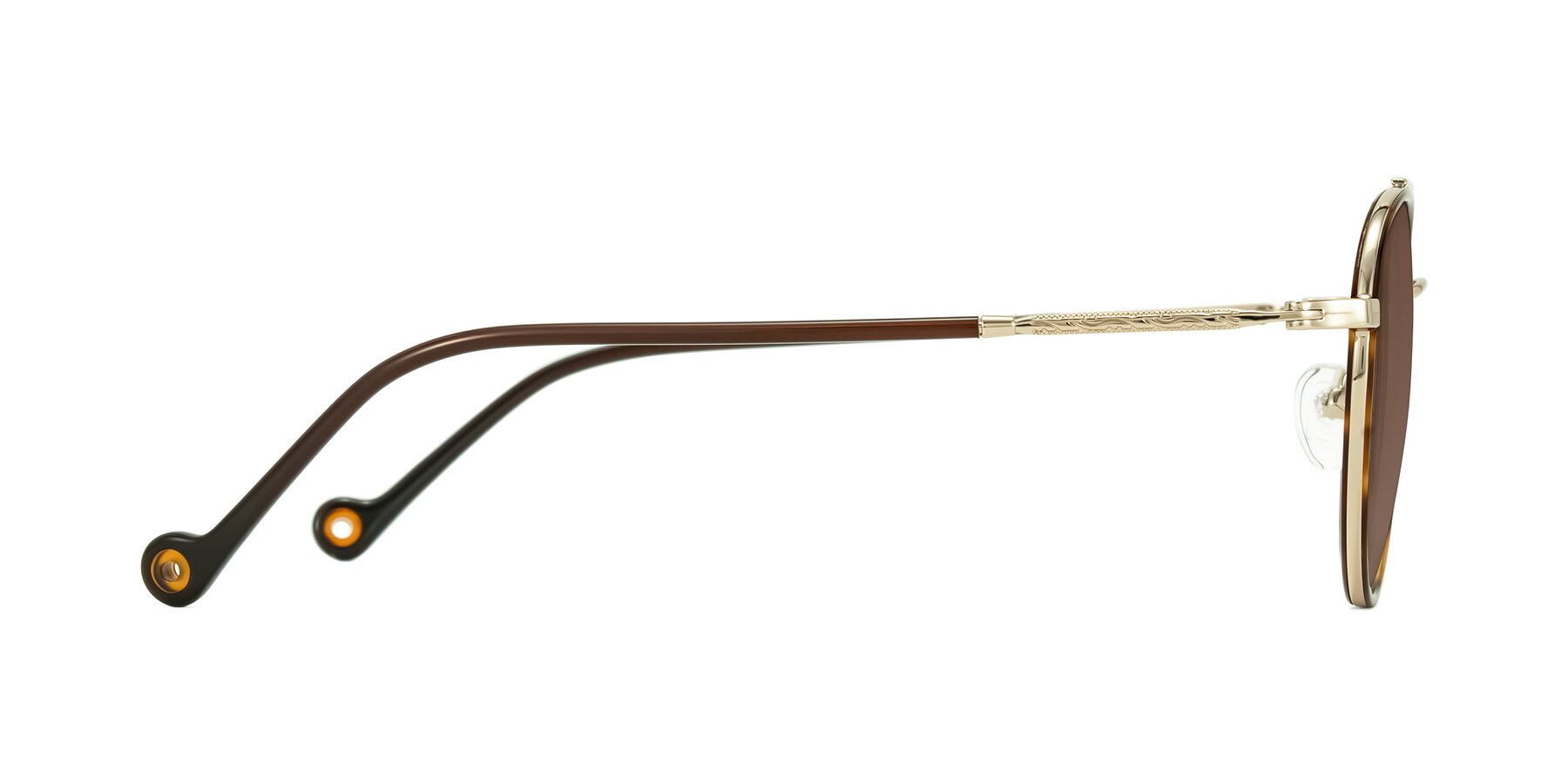 Side of Biko in Tortoise/Gold with Brown Tinted Lenses