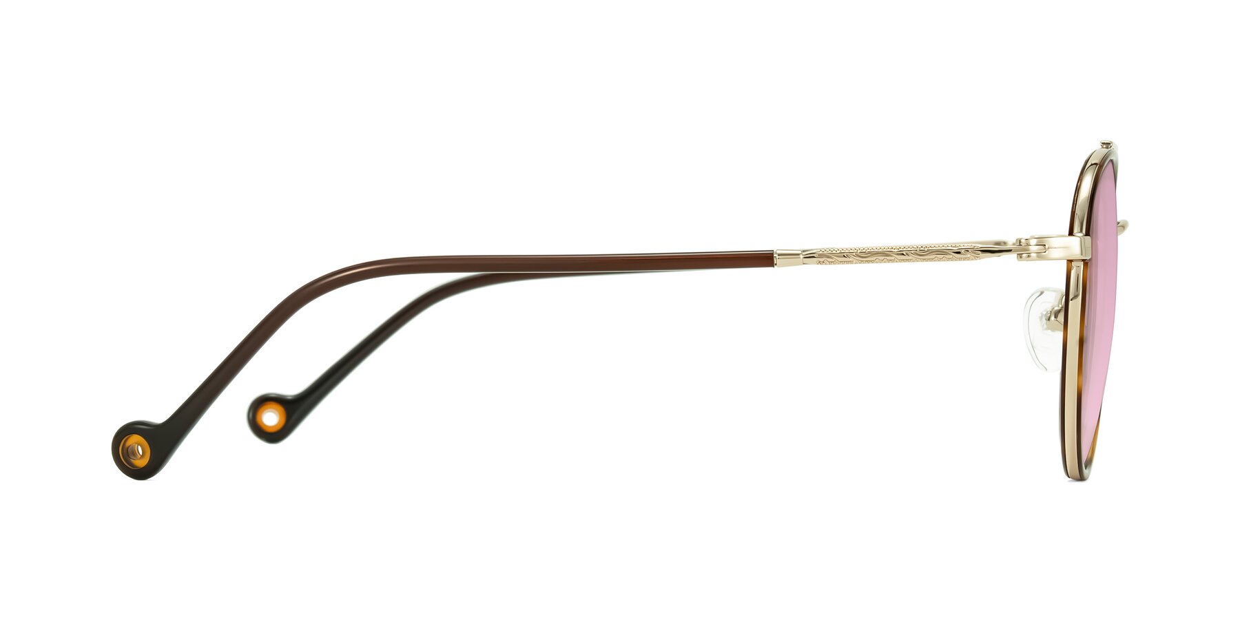 Side of Biko in Tortoise/Gold with Light Wine Tinted Lenses