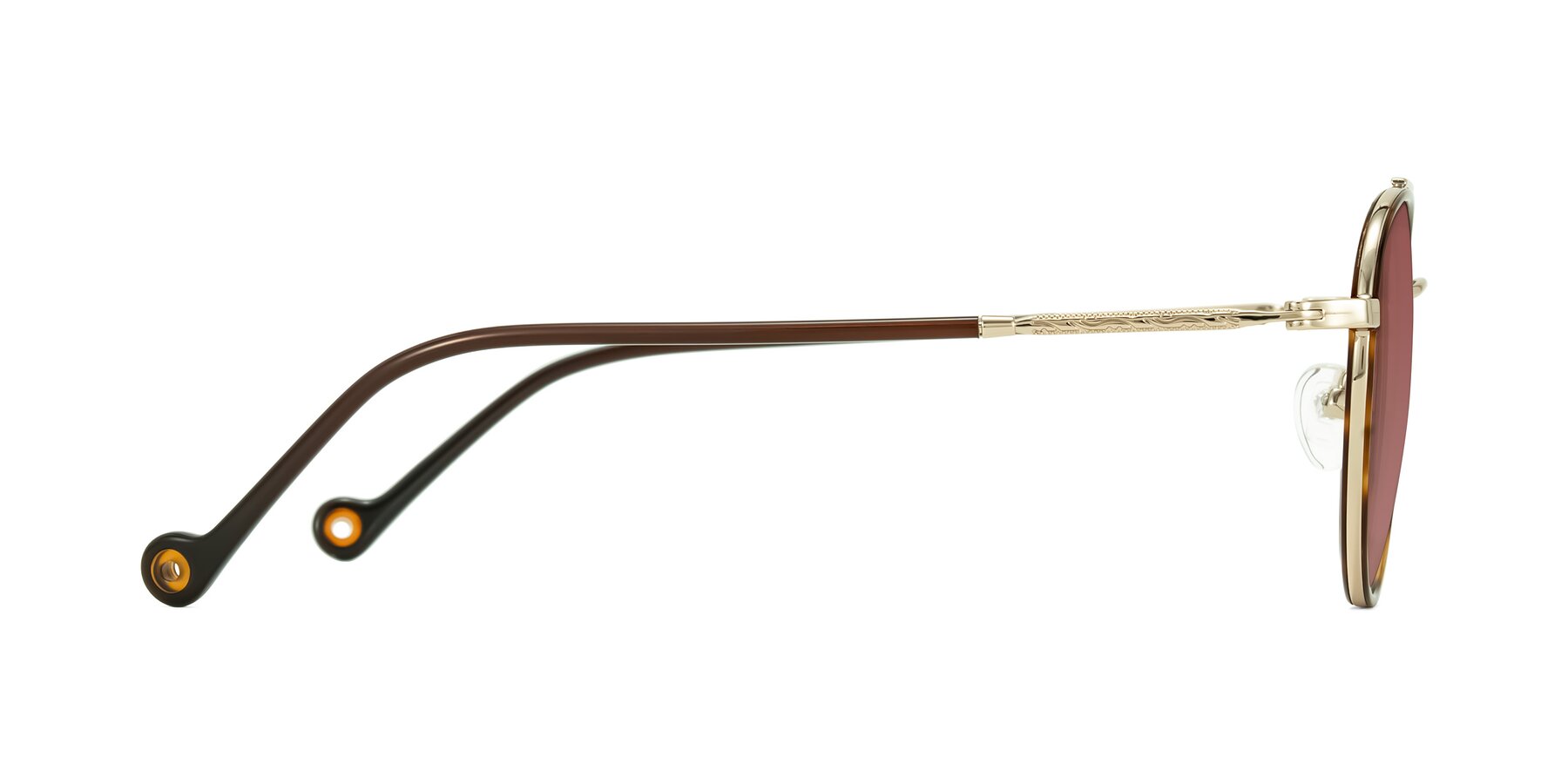 Side of Biko in Tortoise/Gold with Garnet Tinted Lenses