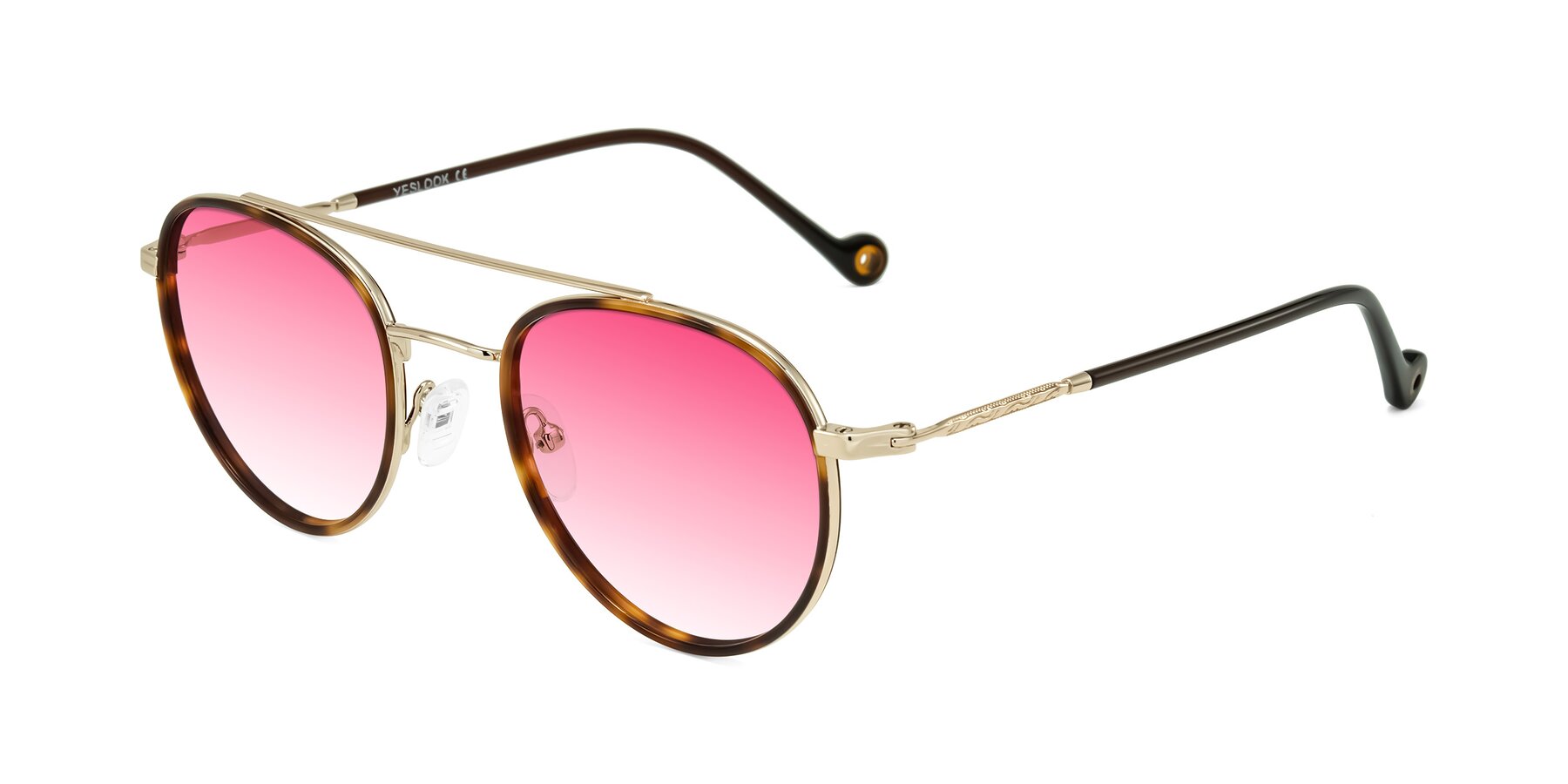 Angle of Biko in Tortoise/Gold with Pink Gradient Lenses