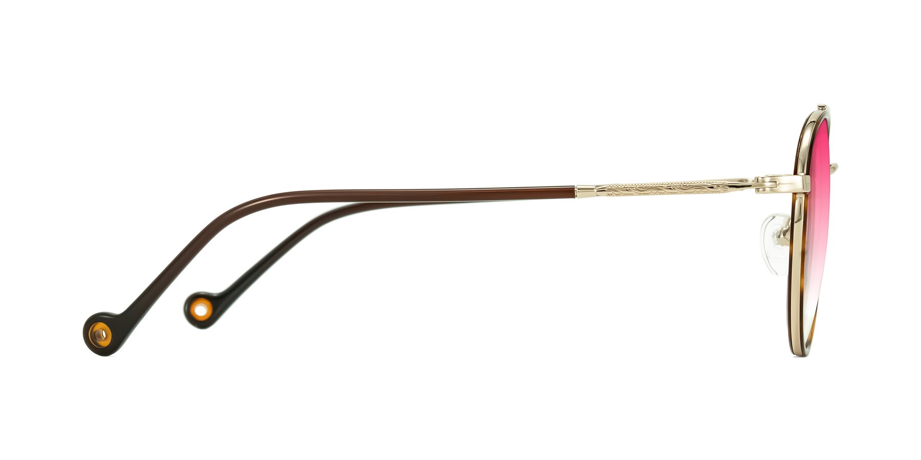 Side of Biko in Tortoise/Gold with Pink Gradient Lenses