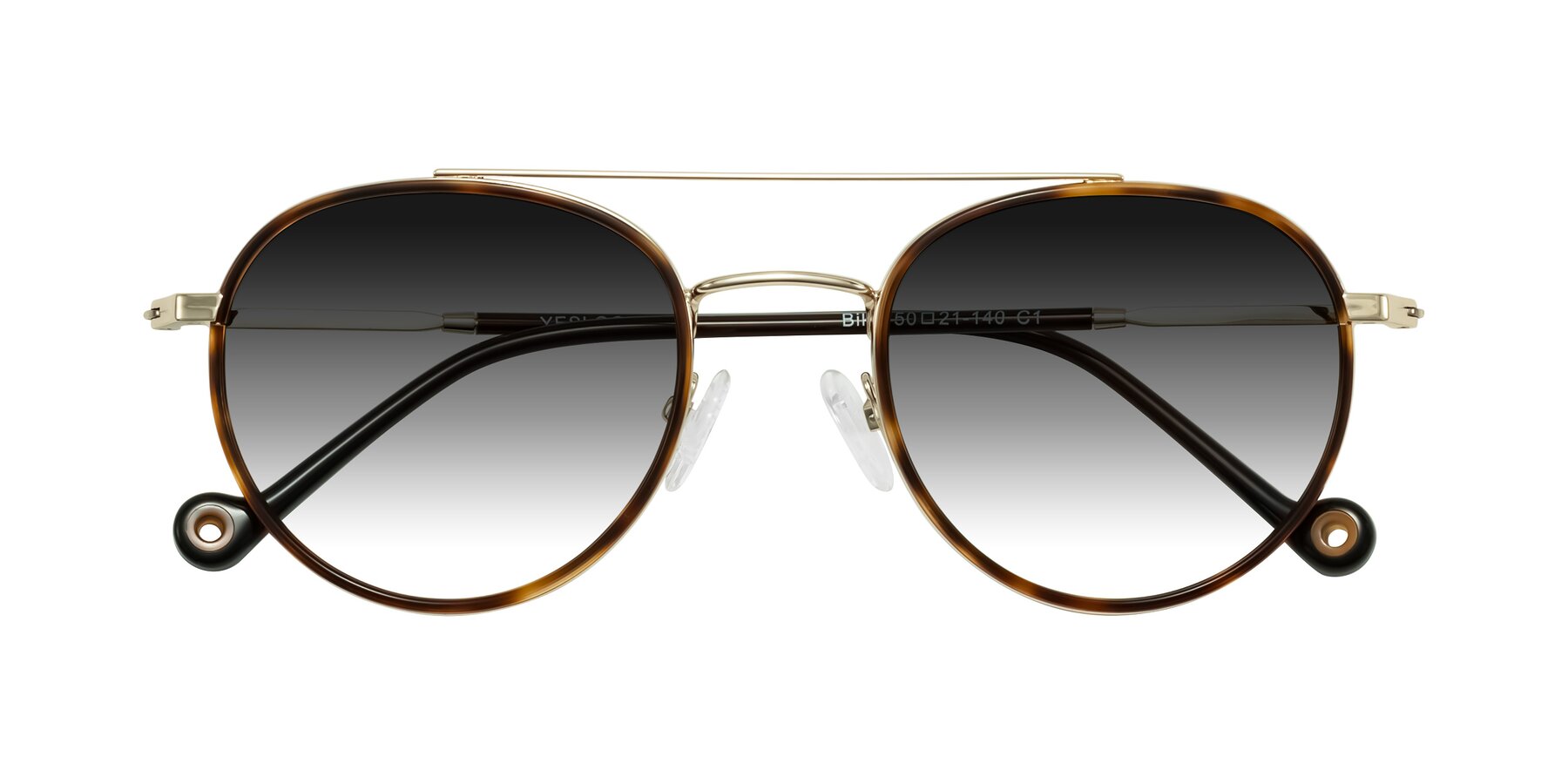 Folded Front of Biko in Tortoise/Gold with Gray Gradient Lenses