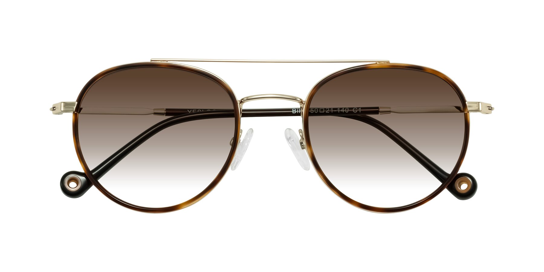 Folded Front of Biko in Tortoise/Gold with Brown Gradient Lenses