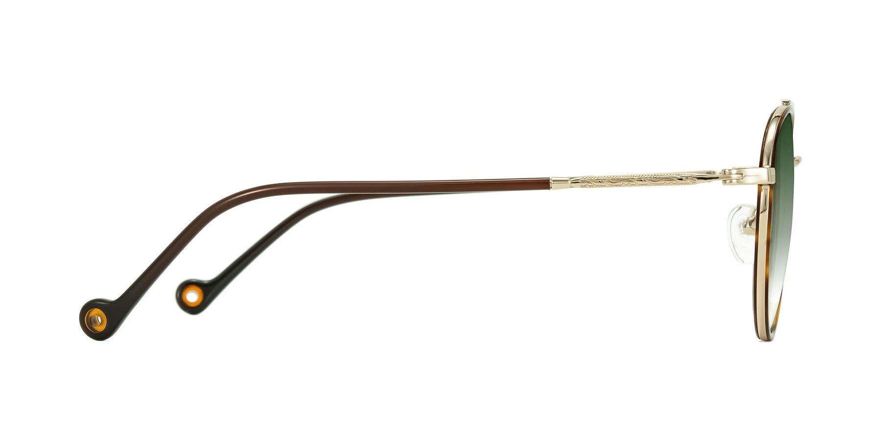 Side of Biko in Tortoise/Gold with Green Gradient Lenses