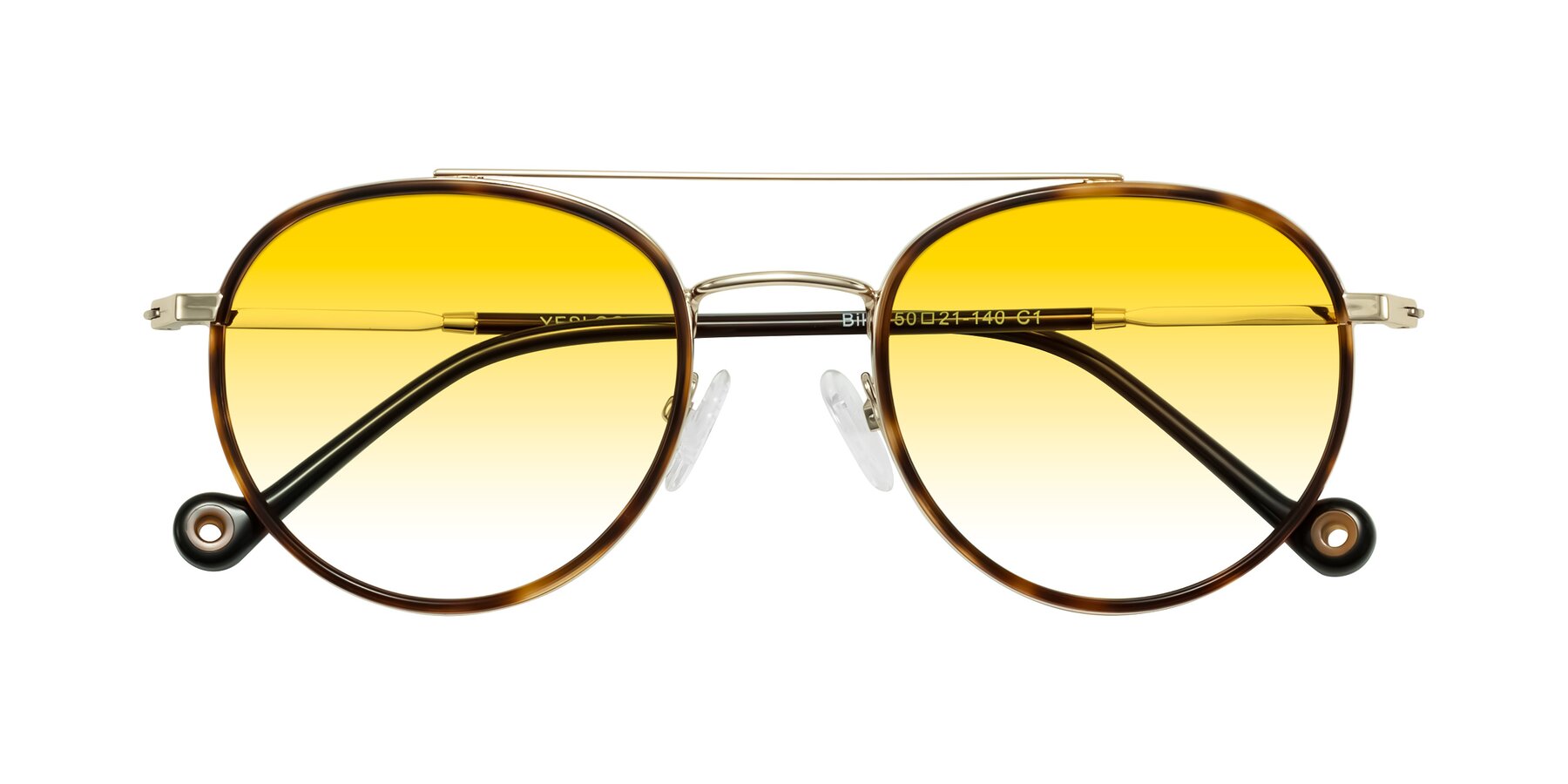 Folded Front of Biko in Tortoise/Gold with Yellow Gradient Lenses