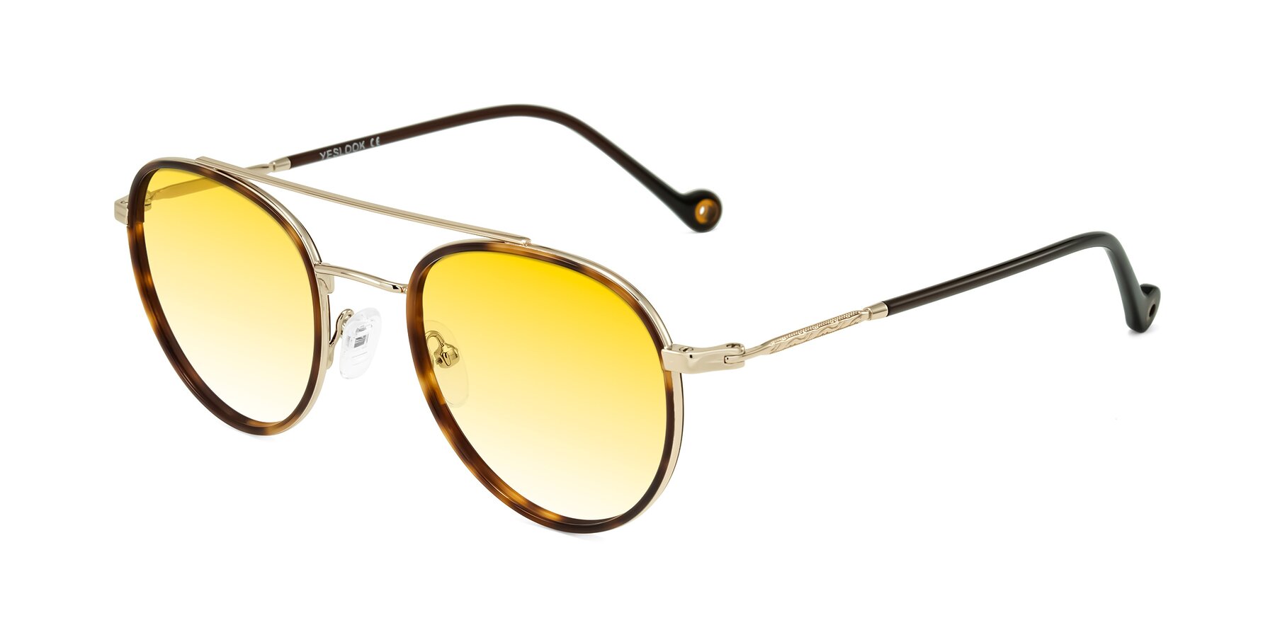 Angle of Biko in Tortoise/Gold with Yellow Gradient Lenses