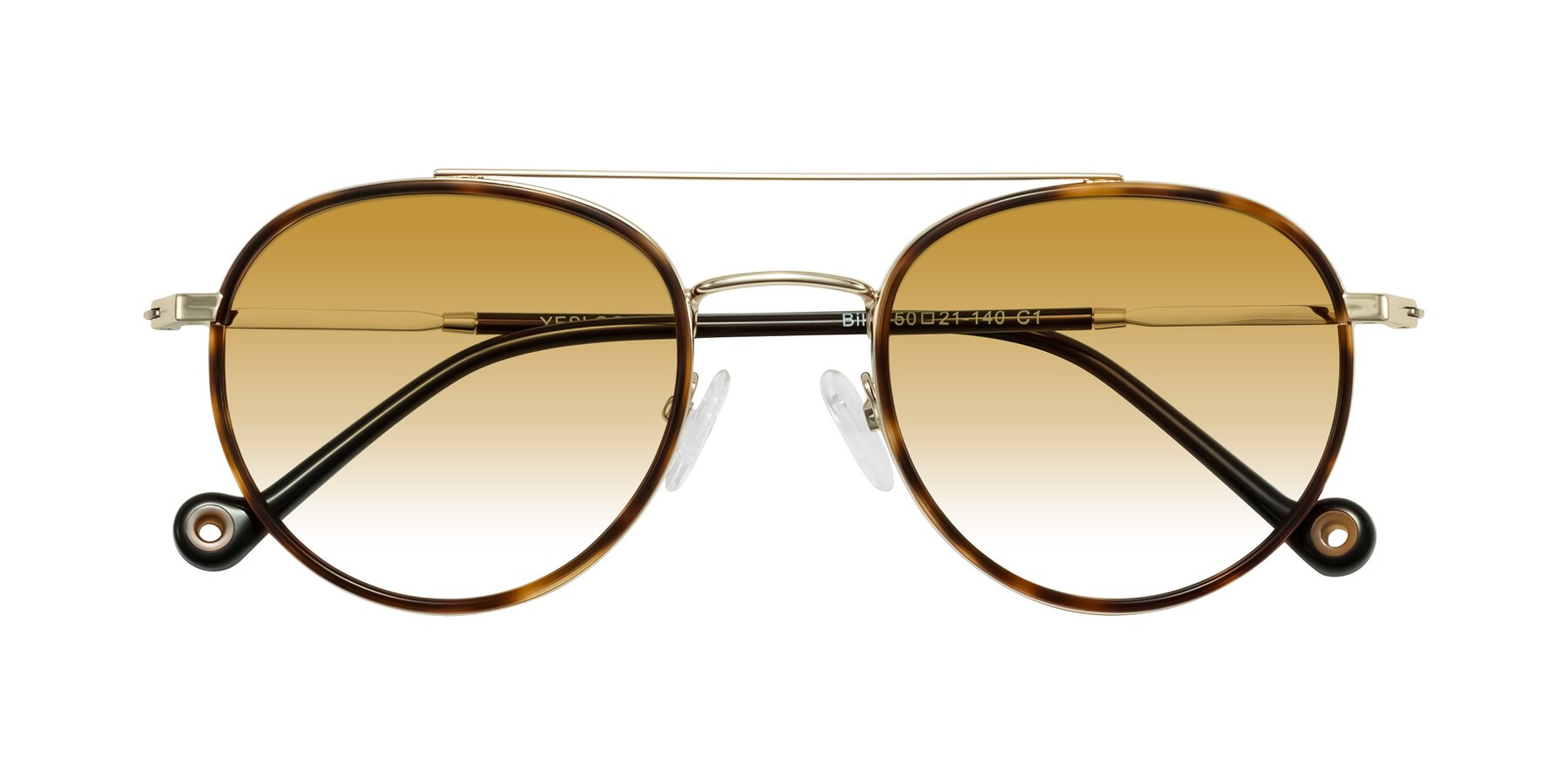 Folded Front of Biko in Tortoise/Gold with Champagne Gradient Lenses