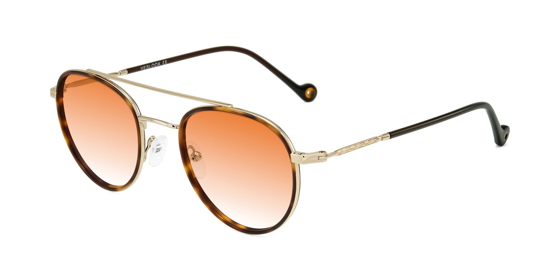 Angle of Biko in Tortoise/Gold with Orange Gradient Lenses